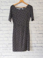 Ann Taylor Dress Womens Size 2 Black Polka Dot Fit /Flare Faux Wrap Short Sleeve