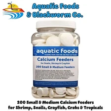 Calcium Feeders, 200 Small & Medium Discs for Shrimp, Snails, Crabs & Crayfish