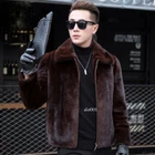 S-6XL Mens Mink Fur Winter Warm Casual Collar Hooded Coat Jacket Outwear Peacoat