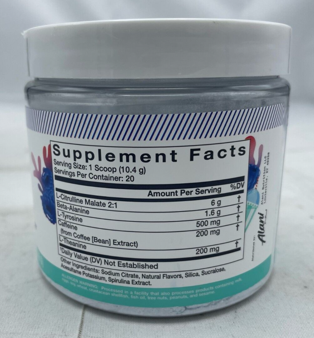 Alani Nu PreWorkout Blue Slush 20 Servings 7.33oz Endurance Energy 02/