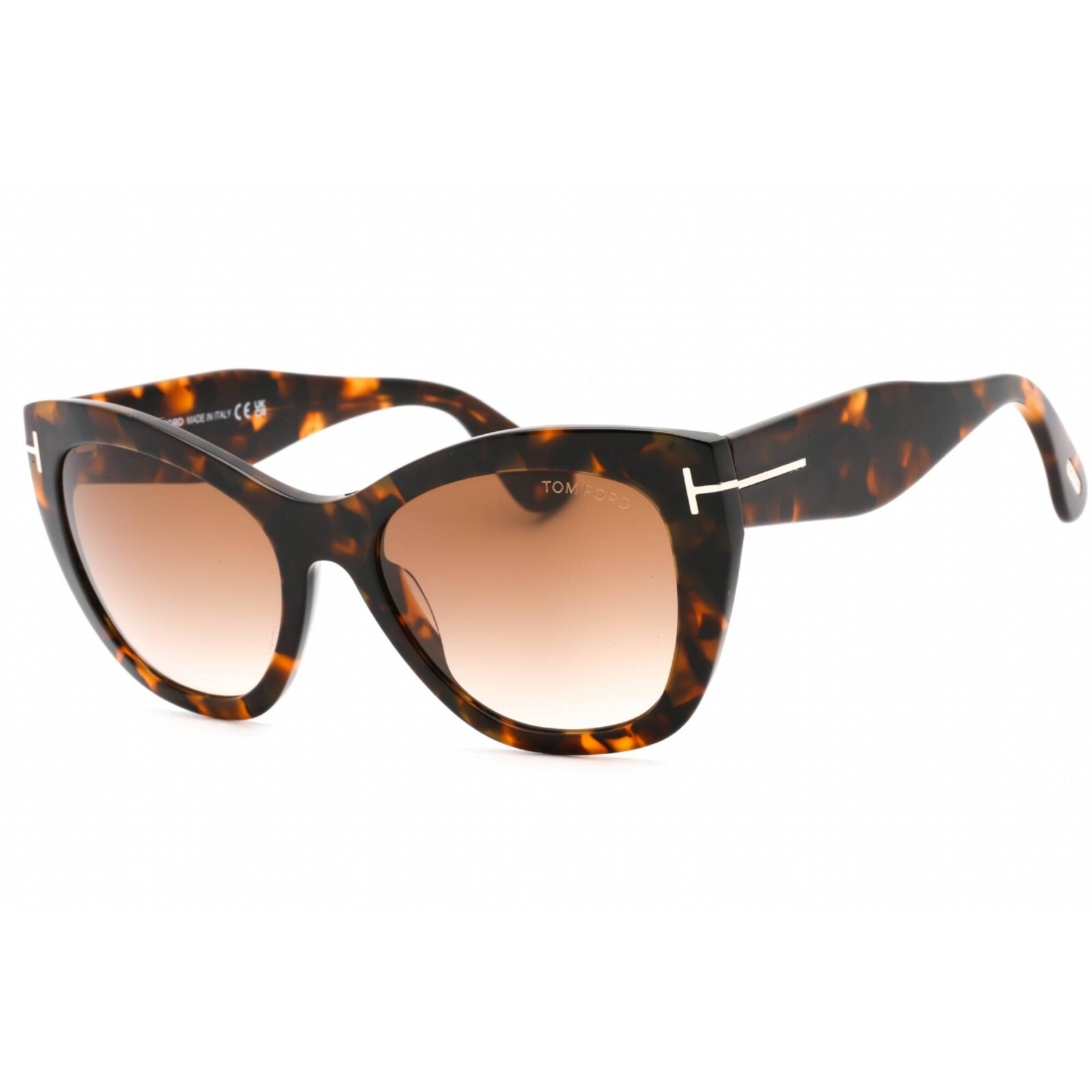 Женские солнцезащитные очки Tom Ford FT0940 55F Cara пластикового цвета Havana Grad Brown 41890₽