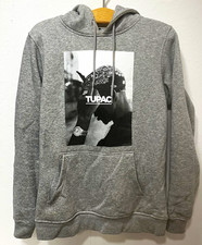 Herren Kapuzenpullover Hoodie Grau Tupac Fron...