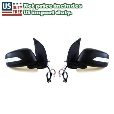 BLACK ELECTRIC DOOR MIRROR LED LIGHT FIT 04-14 NISSAN D40 NAVARA FRONTIER LE UTE