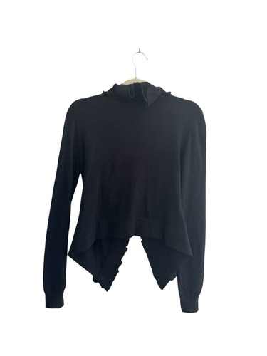 Anthropologie Sparrow Medium Black Cardigan Sweater Ruffle Cashmere Blend #4357 - Picture 5 of 10