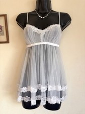 Victoria's Secret I Do Sheer White Babydoll Top Tulle Lace Bridal Lingerie Sz S
