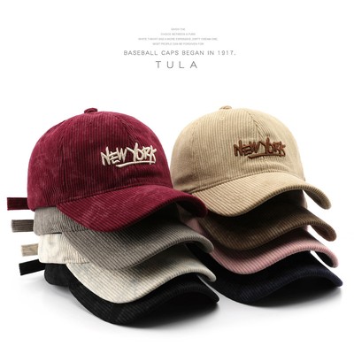 NEU Herren Damen Vintage Cord bestickt Schriftzug verstellbar Baseball Cap
