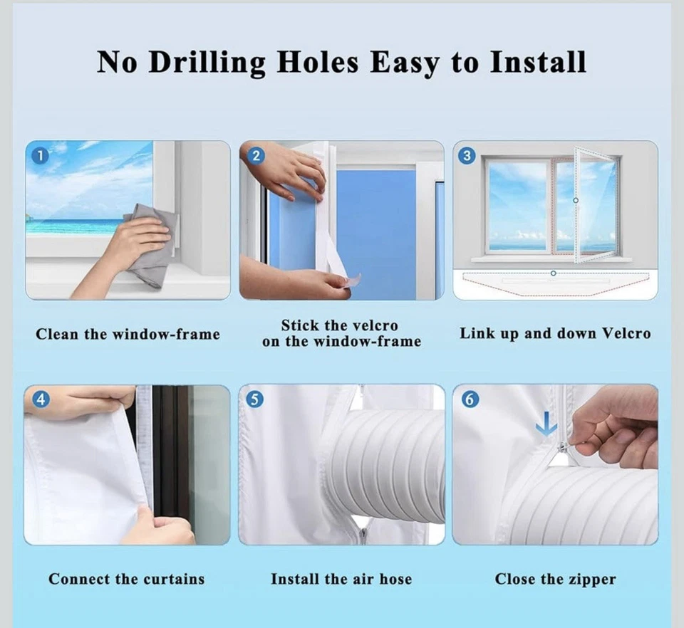 Sello de ventana 5M 196” para ventanas abatibles para aire acondicionado móvil. Kit de ventilación Foto 4 de 4