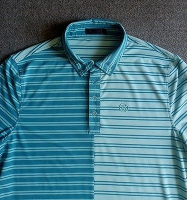 G/Fore Polo Shirt Men's L Colorblock Striped Golf Stretch Performance EUC