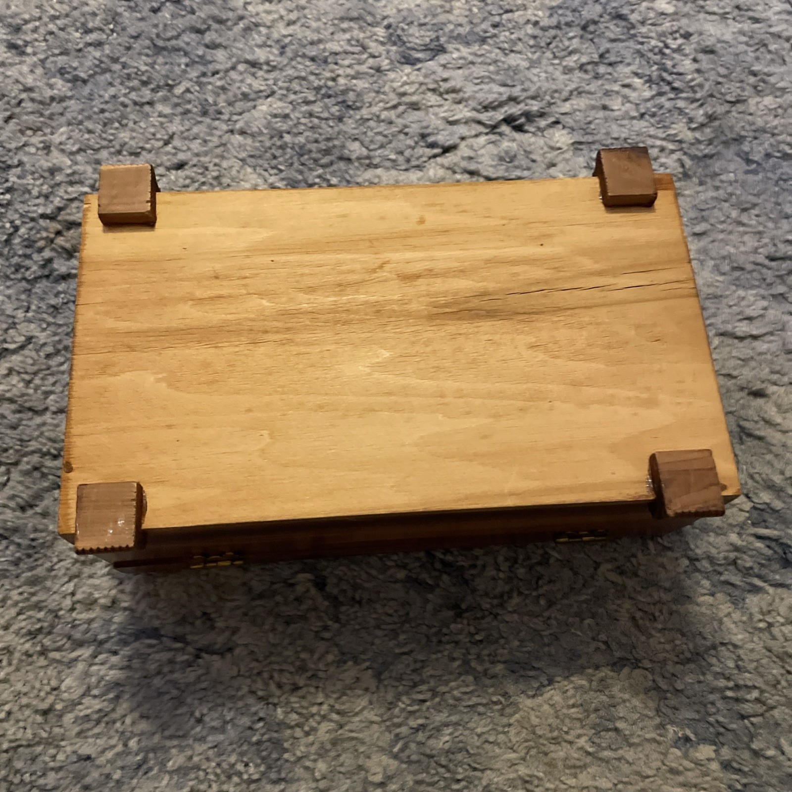 Antique Vtg Ornate Hand Carved Wood Jewelry Box Brass Hardware