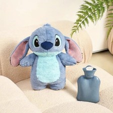 Stitch Plush Hot Water Bottle - Soft Fabric Thermal Warmer With Removable Cover