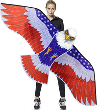 Huge Patriotic Eagle Kite 73" Wingspan w/ 200ft Line  Carry Bag for Adults/Kids