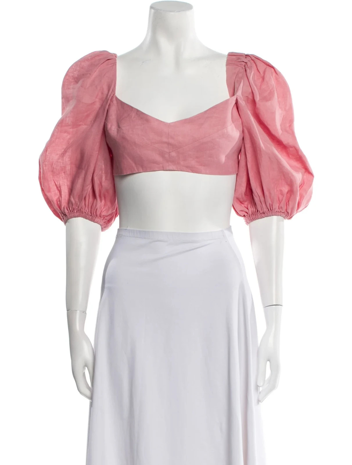 ZIMMERMANN Linen Square Neckline Crop Top - Pink - Size 2 *NWOT*