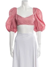 ZIMMERMANN Linen Square Neckline Crop Top - Pink - Size 2 *NWOT*