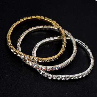 Bracelet élastique or argent 3 pièces, bracelets de bijoux à breloques en - Photo 1/4