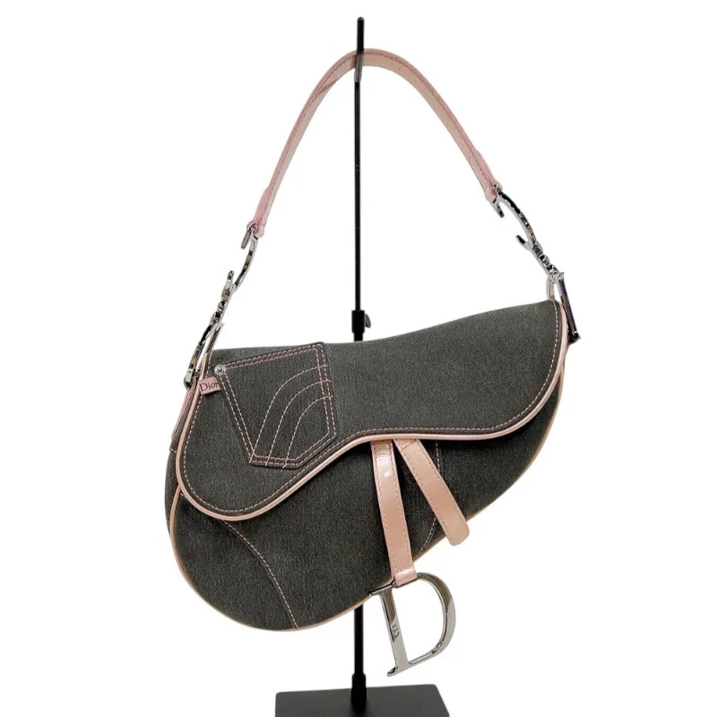 Dior — DIOR Saddle Gray / Pink Canvas Shoulder Bag #OKB2742
