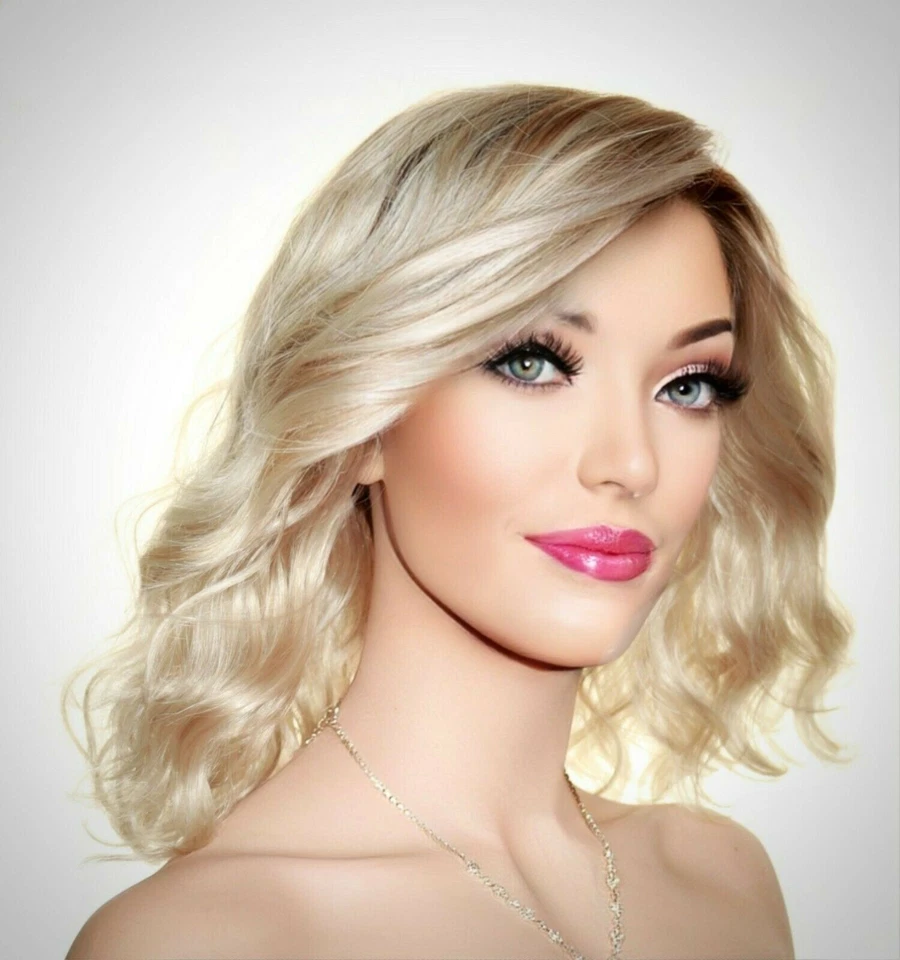 Peluca AVALON Estetica Encaje Frontal Playa Ondas Iluminada por el Sol Rubia Enraizada Foto 3 de 4