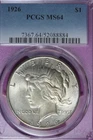 1926 PCGS MS64 PEACE SILVER DOLLAR #B51506