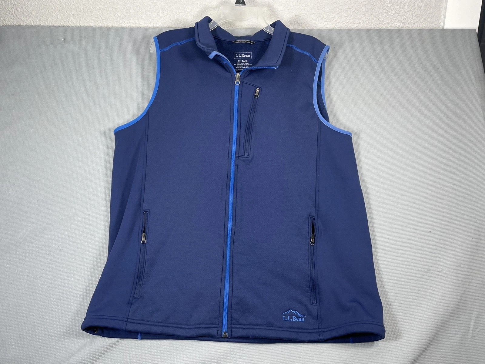 L.L.Bean Vest Mens XLT Blue Softshell Windbreaker Full Zip Outdoor Stretch