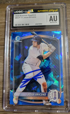 Josue Briceno Signed 2025 Bowman Baseball Card #BCP-13 CGC JSA Tigers Sapphire