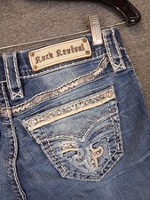 Rock Revival Womens Short 27 Blue Cut Off Janet Thick Stitch Jewel Western