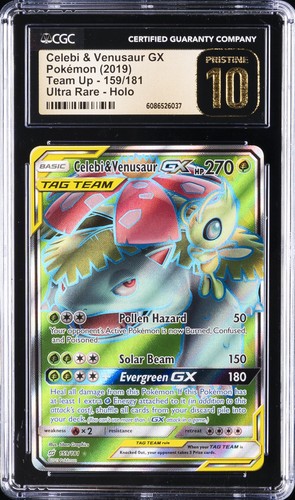 2019 POKÉMON TEAM UP ULTRA RARE- HOLO CELEBI & VENUSAUR GX CGC 10 PRISTINE