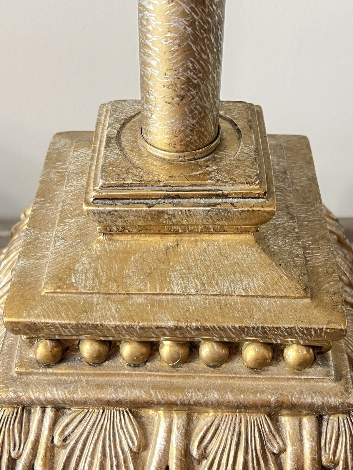 Vintage Michael Berman Signed Ornate Gold Art Deco Table Lamp 25-5/8” 