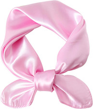 Satin Square Scarf for Women Solid Color Emulation Silk Handkerchief Hair Ribbon