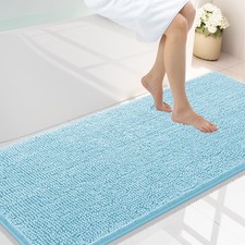 Smiry Luxury Chenille Bathroom Rugs 59x24, Extra Soft 59'' X 24'', Sky Blue