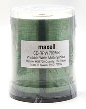 Maxell CD-R Printable Recordable Media 700MB, 48X, 80 min, 100-Pack Spindle