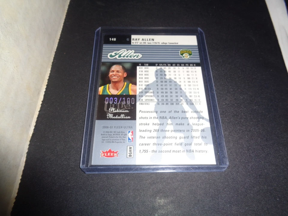 Ray Allen 2006-07 Fleer Ultra PLATINUM MEDALLION SSP/100! RARE! SONICS! LEGEND! - Image 2 of 2