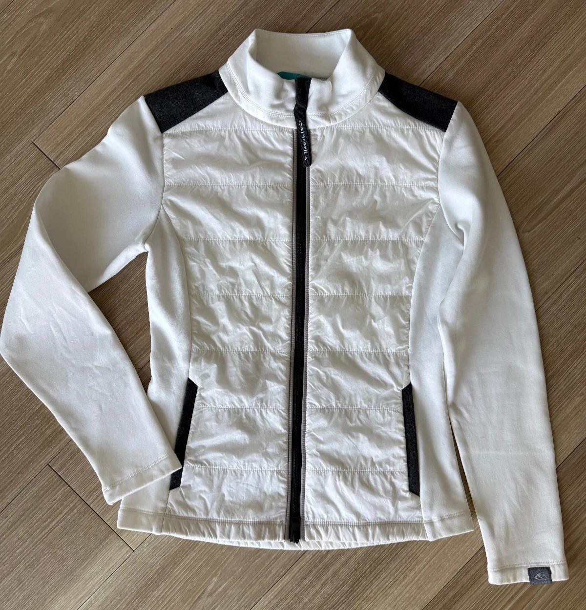 Capranea White Hybrid Ski Midlayer Jacket Wool Blend Swiss Luxury S