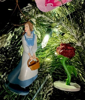 2ct 2025 Belle Blair Rose & Rose   Christmas Ornaments Beauty & the Beast, New
