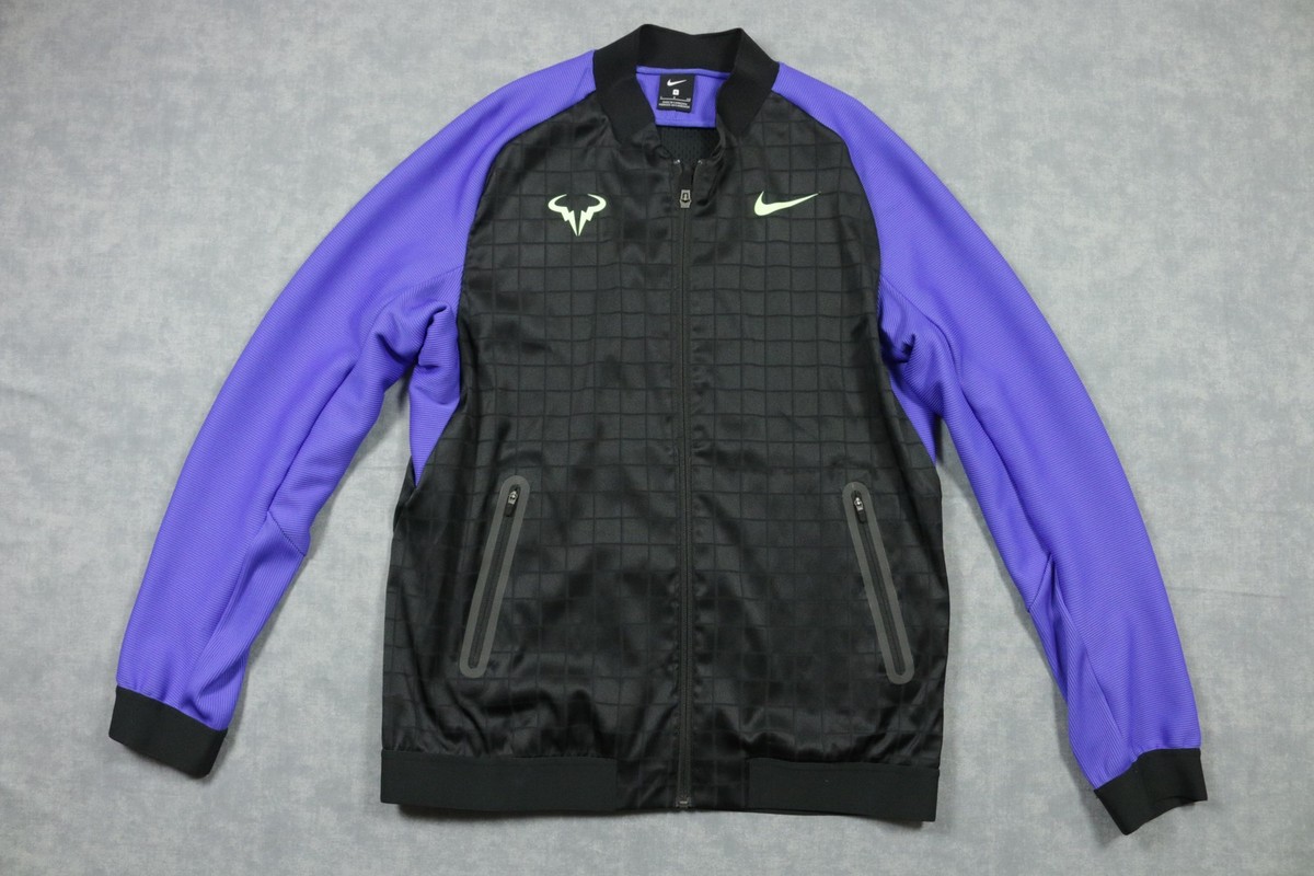 Nike Rafa Tennis Jacket Mens Small Black Purple Zip Pockets