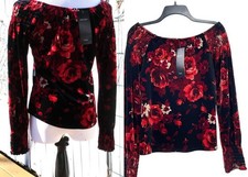 Karen Kane Velvet Peasant Boho Top Floral Made in USA NEW w/ TAG Size S