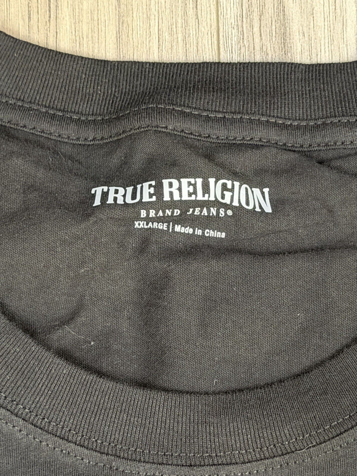True Religion SS Good Shoey Flocked Logo Tee Jet Black Mens Size XXL NEW thumbnail 4