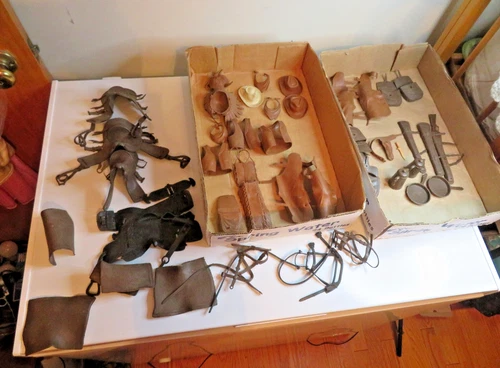 Vintage 1960s Marx Johnny West Accessories Saddles Hats Guns Vest Saddlebags ETC