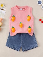 Carrot Sleeveless Top & Shorts Set
