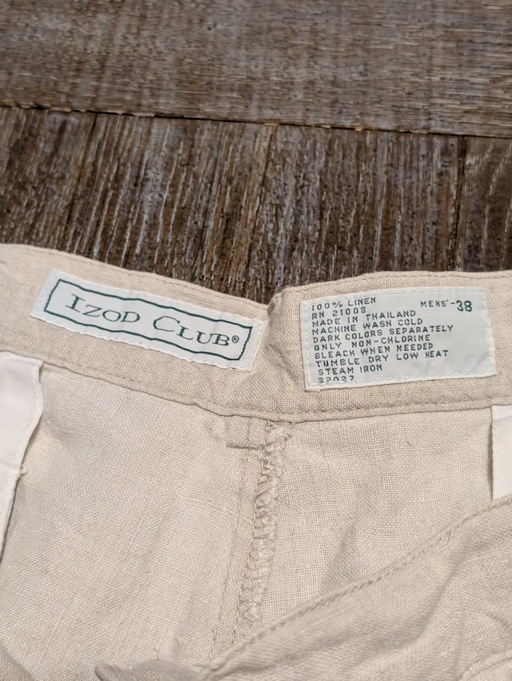 Izod Club 100% Linen Bermuda Shorts Men’s 38 Beige Casual Summer Beach Golf 10” - Image 3 of 4