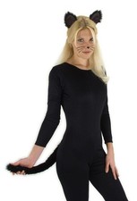 Cat Ears and Tail Black Kid and Adult Costume Kit Unisize