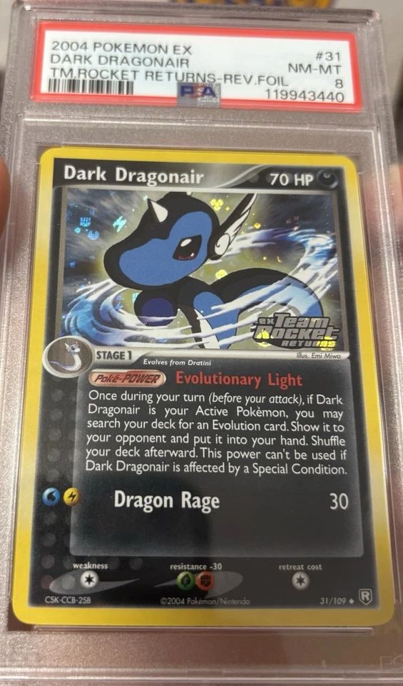 PSA 8 Dark Dragonair 31/109 EX Team Rocket Returns Reverse Holo Pokemon 2004 - Image 3 of 3