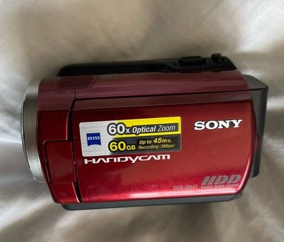 Sony Handycam DCR-SR47 Red Digital Video Camera With Battery & Charger - TESTED