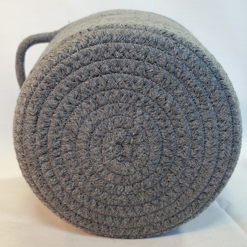 Weich geflochtener Seilkorb 5" hoch Aufbewahrung mit Griffen rund blau 6,5" Durchmesser - Bild 7 von 8