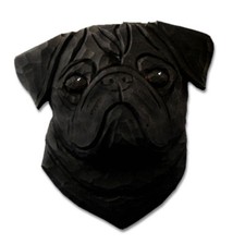Pug Head Plaque Figurine Black