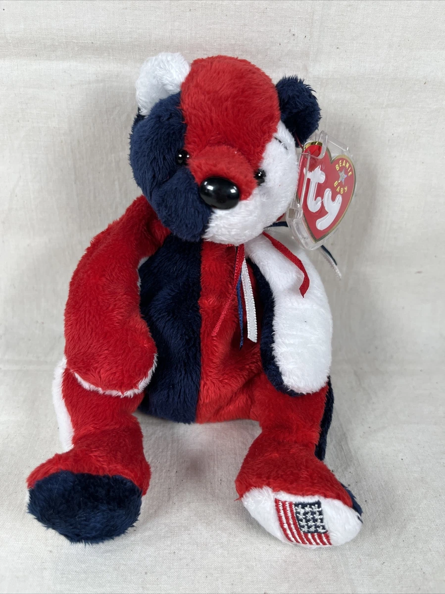 Ty Beanie Baby PATRIOT The Bear TAG ERRORS May 29 2000 2001 PE Retired RARE