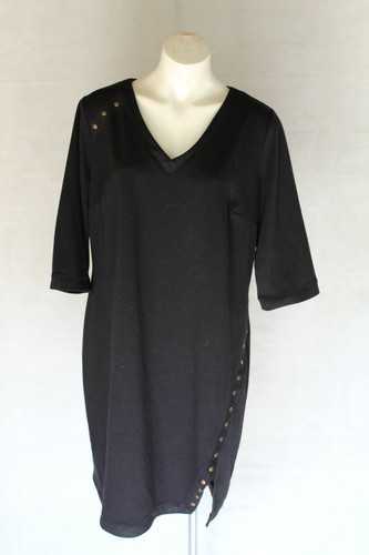 🐜 NO SIZE TESS HOLLIDAY PLUS SIZE BLACK KNEE LENGTH BRASS STUDDED T-SHIRT DRESS - Picture 1 of 6