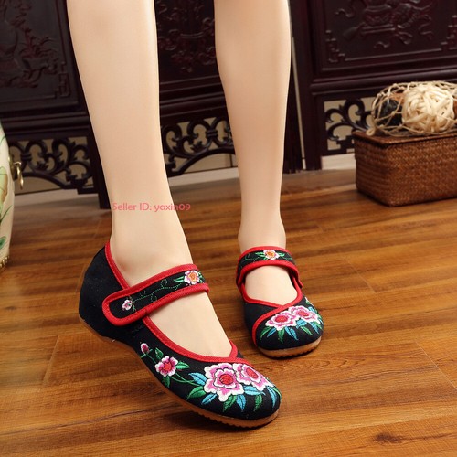 planos chinos para mujeres Zapatillas de tela floral Comfort Folk | eBay