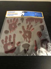 Halloween Gel Clings - Red Bloody Handprints and Drips (NEW)