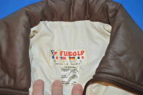 vintage 80s FUSOLD BROWN GREEN CHEVRON NYLON SKI SKIING WOMENS WINTER JACKET 8 - Picture 4 of 4