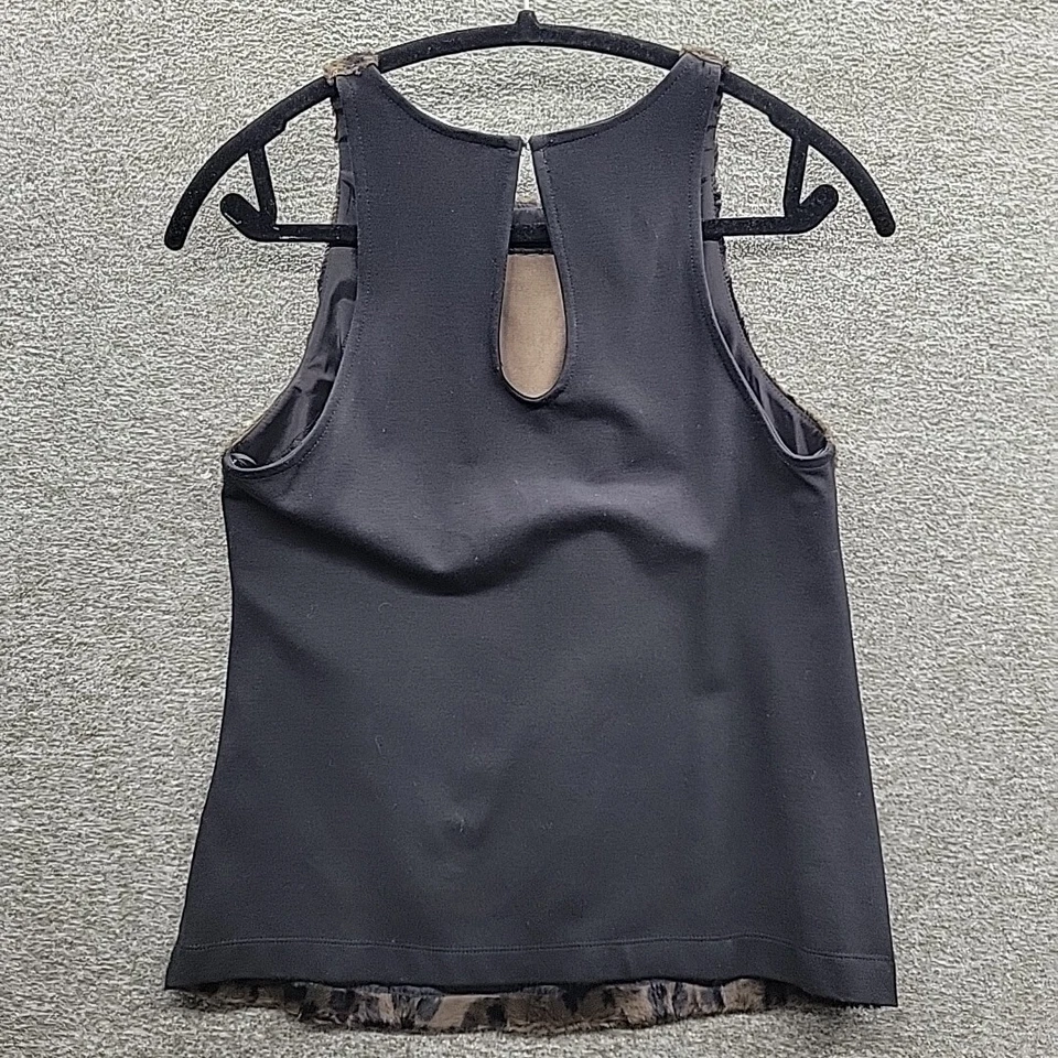 Top Trina Turk para mujer pequeño marrón negro estampado de leopardo piel sintética nuevo sin etiquetas Foto 4 de 4