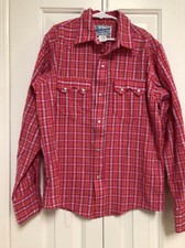Vintage Rockmount Ranch Wear Pink Plaid Snap Shirt Girls Sz L 8 10 VGUC